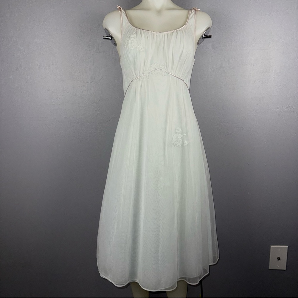 Vintage Nightgown Women’s S Chiffon Slip Dress Sheer Fit & Flair Fairycore *READ